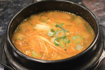 soy bean paste soup on a bowl