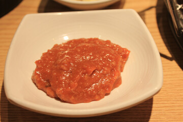 soybean paste on a plate