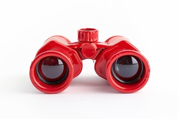 Red children s toy binoculars on a white background