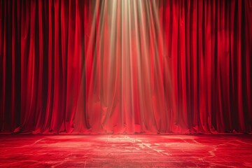 Red curtain backdrop with spotlight