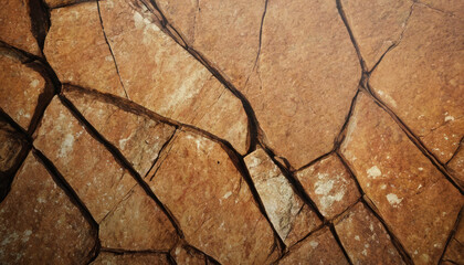 Surface of a large brown stone with cracks .