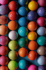 Set of colourful golf balls.Minimal creative sport concept.Flat lay