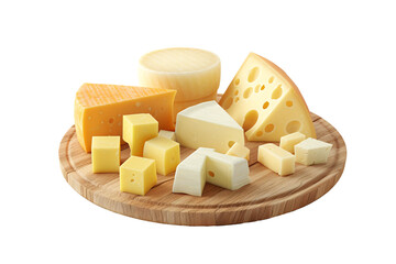 a plate of cheese on a white background