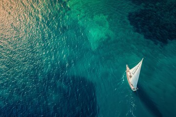 sailboat challenges sea from above