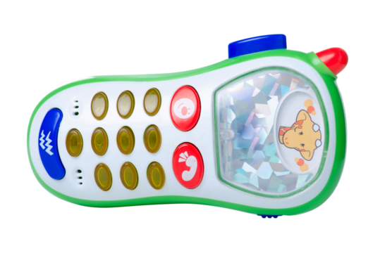 toy mobile phone for child on white background isolation
