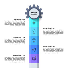 Infographic template. Line with gear and 5 steps