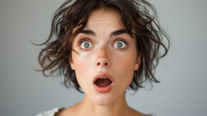 Shocked Expression Studio Portrait with gray Background