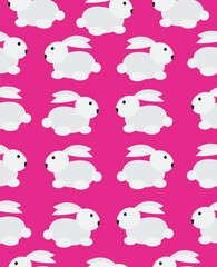 Pattern cute bunny on pink background.