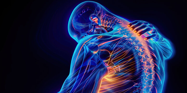 Scapular Fracture: The Shoulder Blade Pain and Limited Arm Movement - A person holding their shoulder blade area with a grimace, indicating the pain and limited arm movement of a scapular fracture