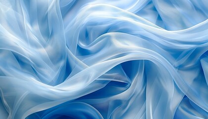 Obraz premium Tranquil blue silk waves, serene abstract background with ample space for text placement