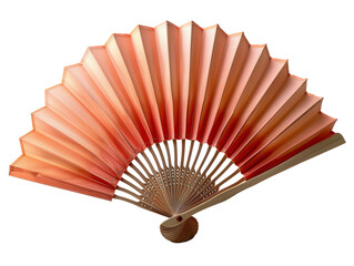 Oriental paper fan isolated on white transparent, PNG