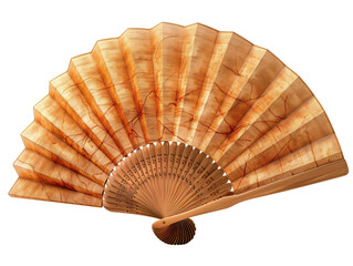 Oriental paper fan isolated on white transparent, PNG