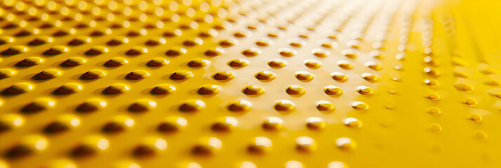 Naklejka premium A sharp, realistic image of a minimalist geometric pattern with slender intersecting lines and tiny squares, portrayed on a luminous yellow background to emphasize a contemporary art style