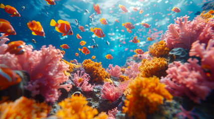 Fototapeta na wymiar Beautiful underwater world with corals and tropical fish in the coral reef
