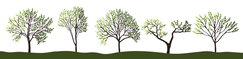 Obraz premium Tree silhouettes for the landscape design. Entourage design. Vector illustration.