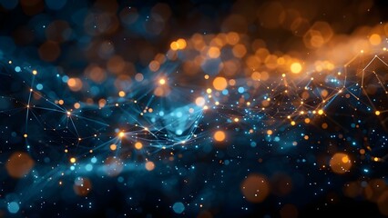 Obraz premium Interconnected glowing threads symbolize complex relationships within work study and friendships. Concept Relationship Dynamics, Workplace Connections, Friendship Webs, Interwoven Threads