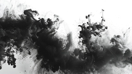 Liquid Blank Ink.  Generated Image.  A digital rendering of liquid black ink on a white background.