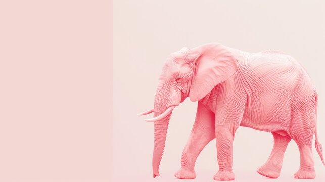 Pink elephant on a light pink background
