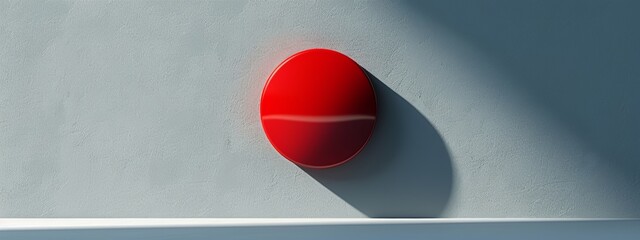 A minimalist background with a red sign as the central element, casting a long shadow on a clean white background.