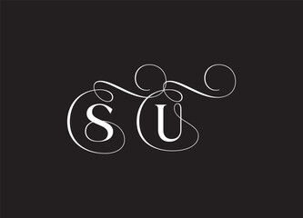 SU latter ligature typography logo design template