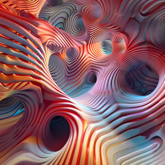 A colorful, abstract image of a spiral with red and white stripes. The image has a sense of movement and energy, and it seems to be a representation of the human body or a natural phenomenon