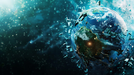 Obraz premium Shattered earth in the space