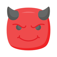 Scary devil with horns, customizable emoji icon in trendy style