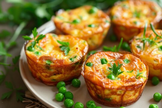 Small frittata with peas and cheese
