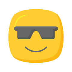 Glasses on emoji face showing concept icon of cool emoji, proud emoji