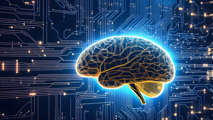 Machine learning concept background, futuristic concept wallpaper, artificial intelligence brain, AI generated