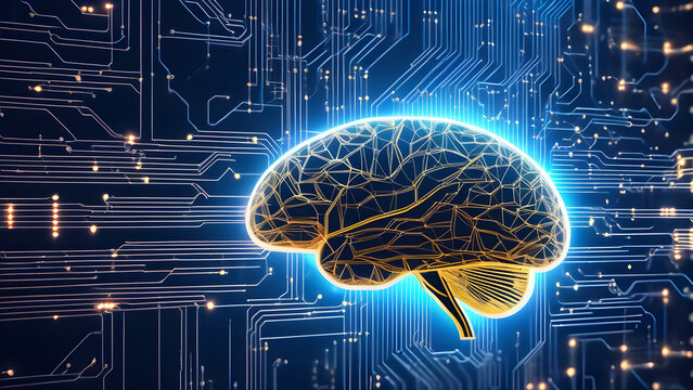 Machine learning concept background, futuristic concept wallpaper, artificial intelligence brain, AI generated