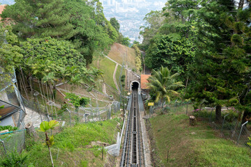The  Railroad up to the Penang Hill of Georgetown in Malaysia Asia