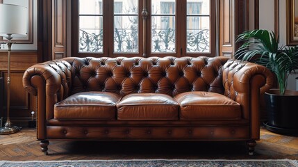Leather Sofa Elegant Living: Images depicting leather sofas as key elements in elegant living space