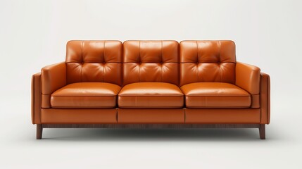 Naklejka premium Leather Sofa Modern Design: A 3D vector illustration showcasing a modern design approach with a leather sofa