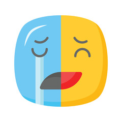 Happy sad feelings emoji icon, ready to use vector design
