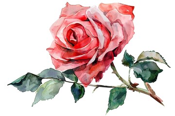 Beautiful rose on white background. Pink and red rose flower for Mother day and Valentines day postcards