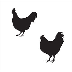 hen chicken silhouette set,hen silhouettes,silhouettes of hen chicken. vector Illustration