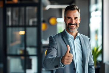 portrait of a businessman giving a thumbs up. concept of accomplishment.  - Powered by Adobe