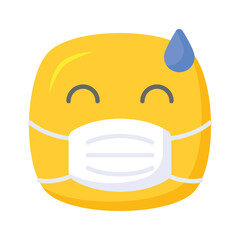 Ill emoji vector design, face mask on emoji face