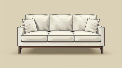 Modern Sofa Minimalist Design: A vector illustration featuring a modern sofa with a minimalist design