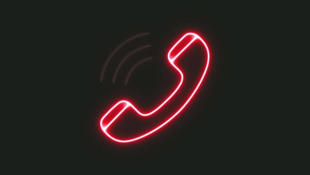 A flickering neon sign depicting a red phone receiver and sound waves as curves. The telephone hints at an imminent call, its glow a whisper amid the night's silence.