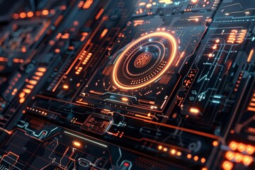 Obraz premium High-Tech Circuitry with Central Processing Unit 