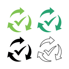 Recycle Arrows With Check Mark Set