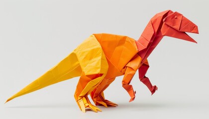 White paper dinosaur made from folding