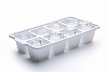 White plastic ice tray alone on white