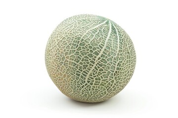 Whole cantaloupe melon with textured rind on white background isolated with clipping path