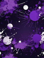 Contemporary geometric paint splatter background illustration in deep purple tones.