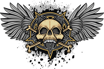 Gothic sign with skull, grunge vintage design t shirts