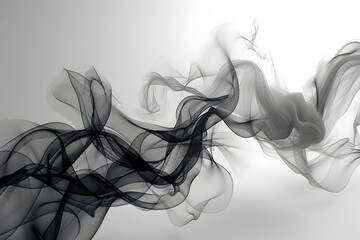Elegant Abstract Smoke Waves in Monochrome - obrazy, fototapety, plakaty