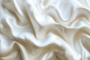 Elegant White Silk Fabric Texture Flowing in Soft Waves - obrazy, fototapety, plakaty